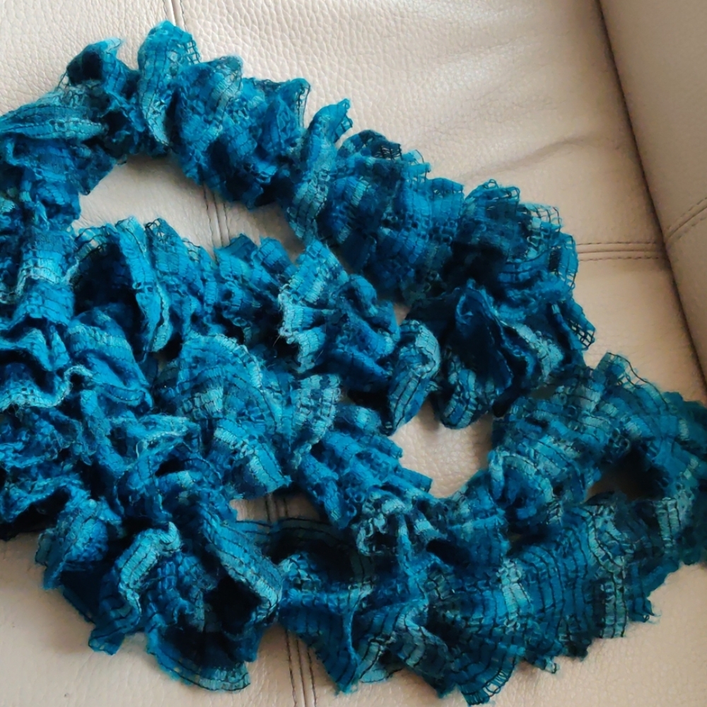 Hand made knitted wool scarf